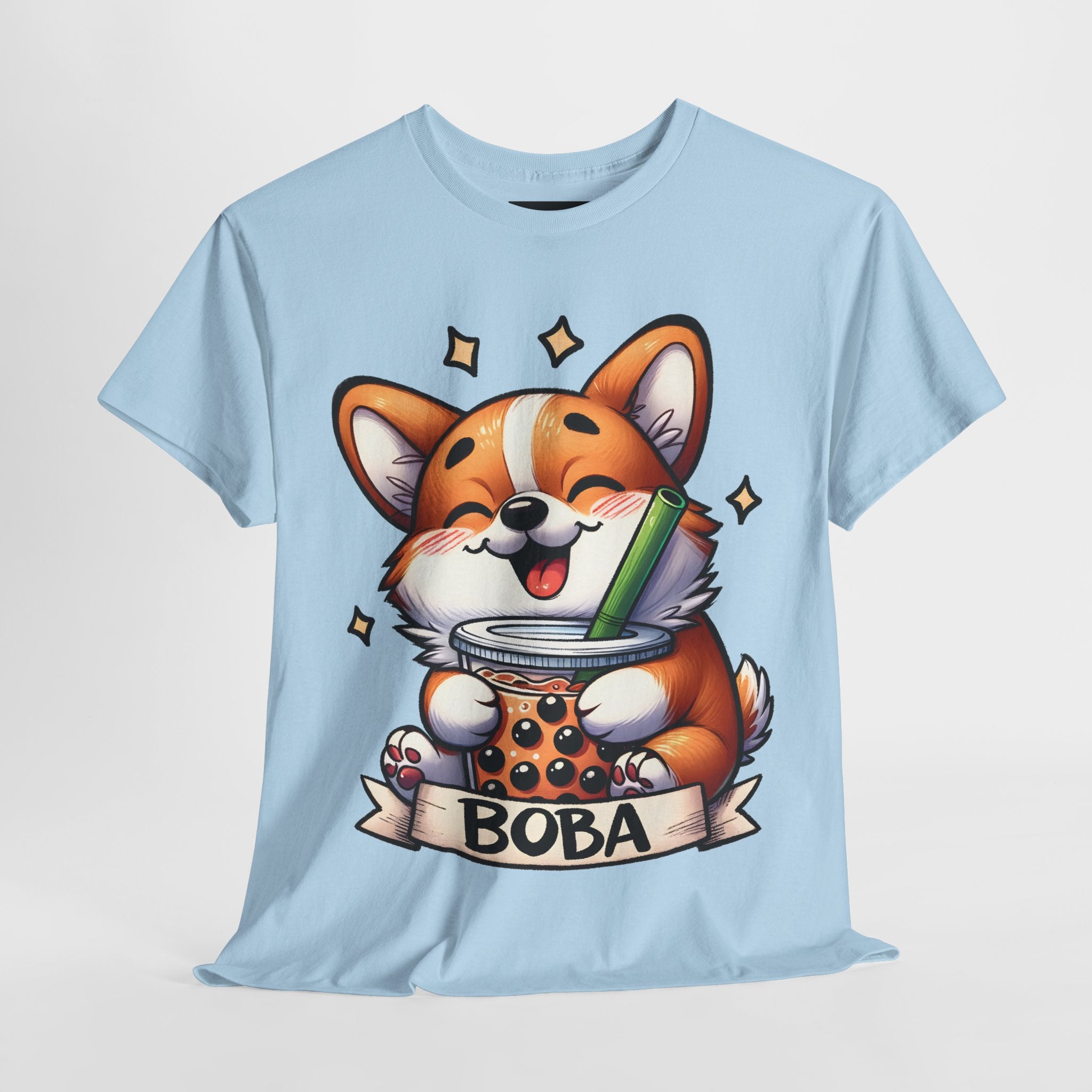 Corgi and it's Boba Tee