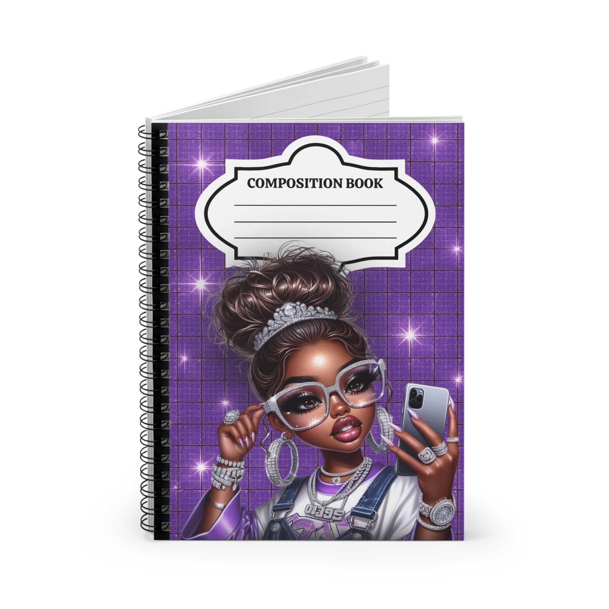Purple Bun Glam Composition Notebook