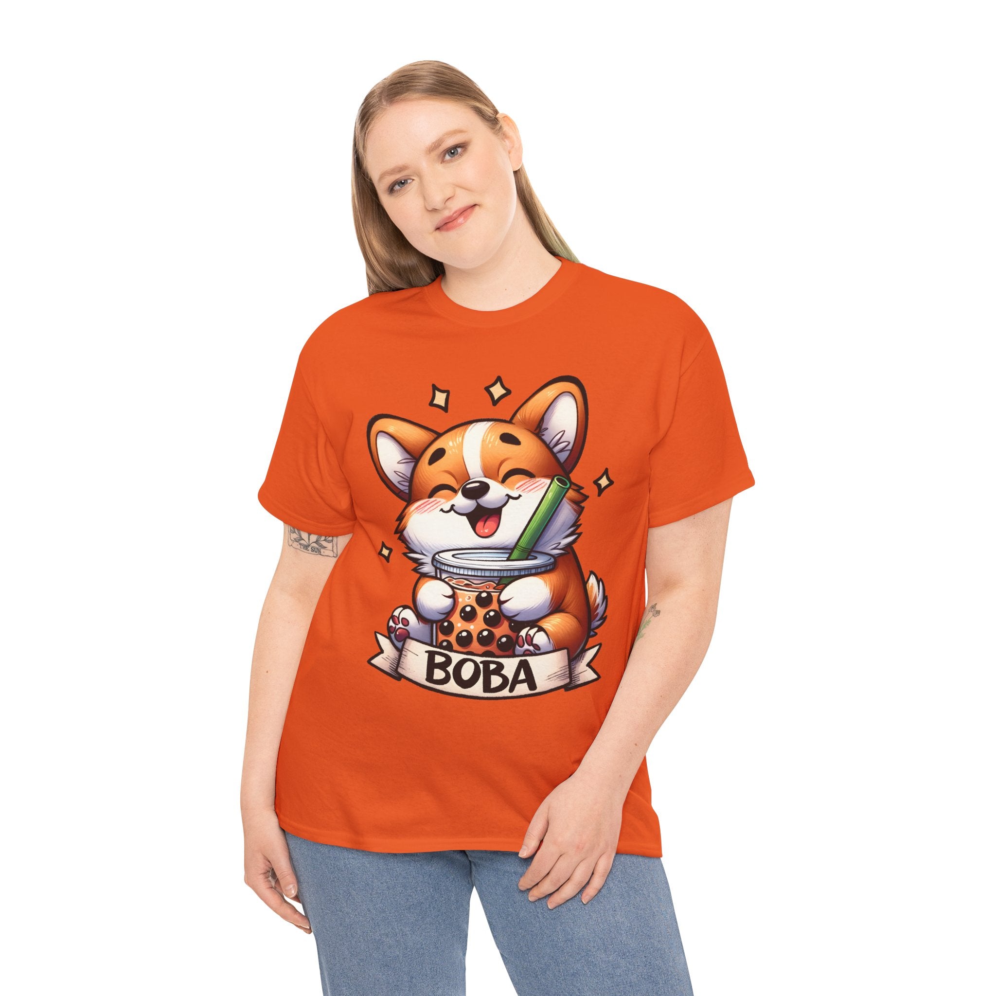 Corgi and it's Boba Tee