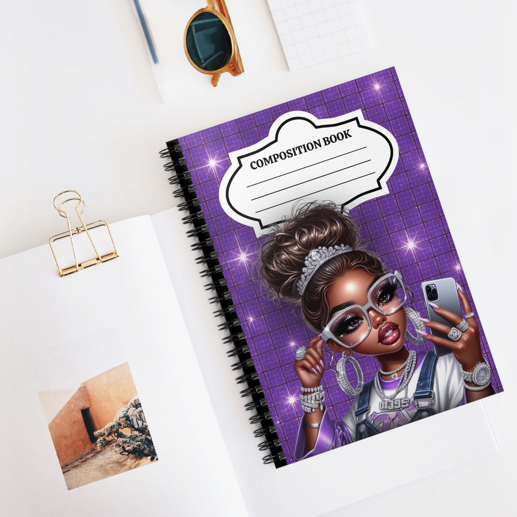 Purple Bun Glam Composition Notebook