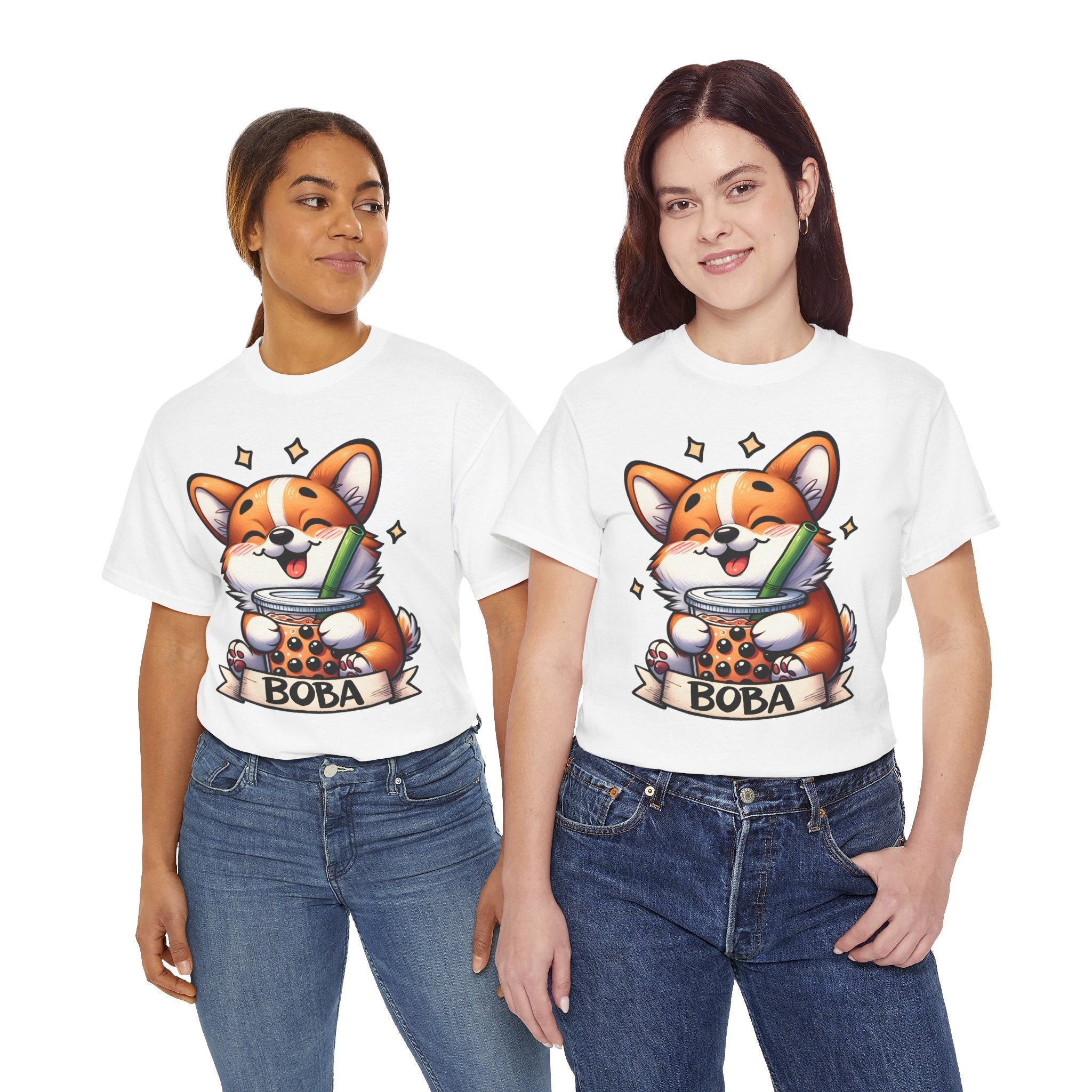Corgi and it's Boba Tee