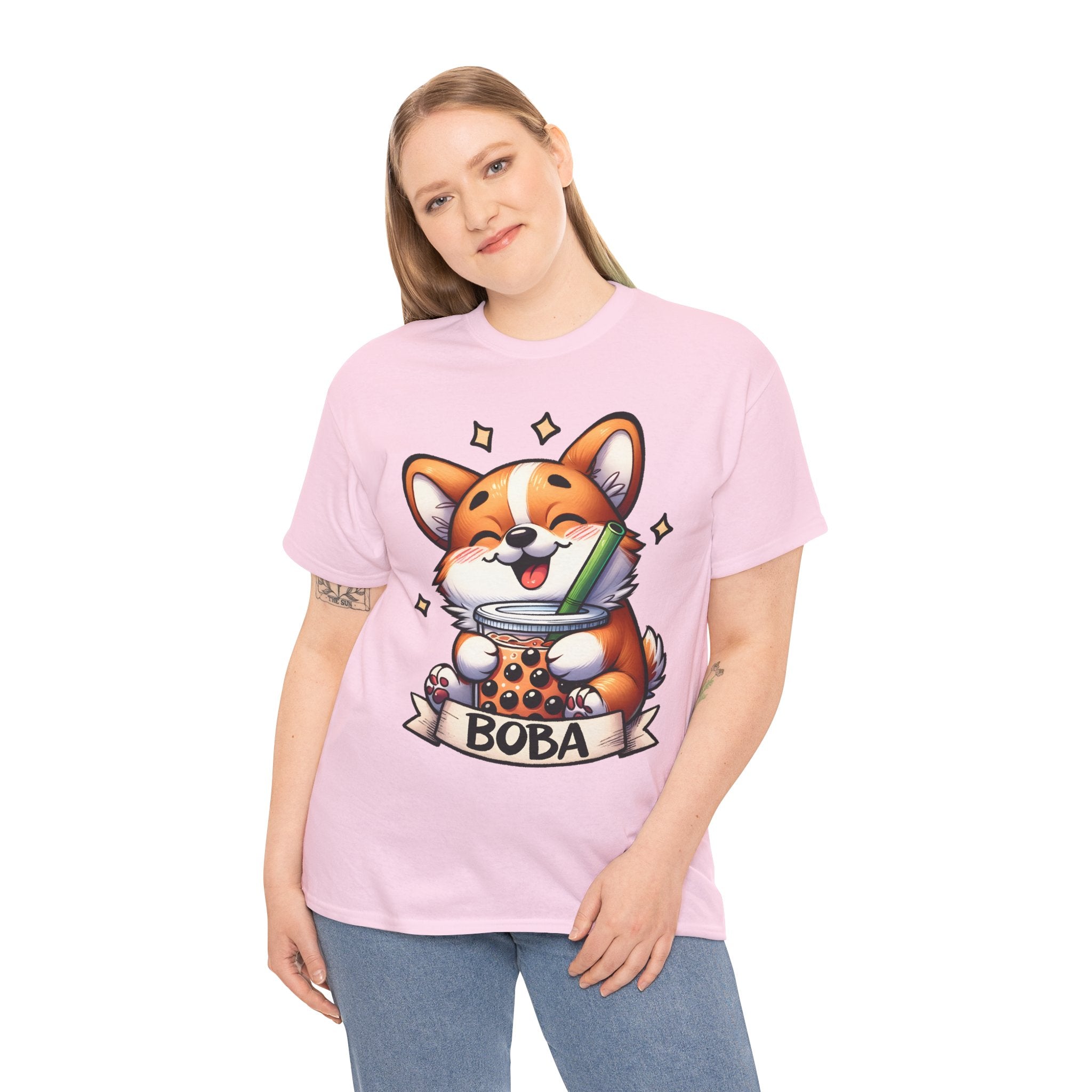 Corgi and it's Boba Tee