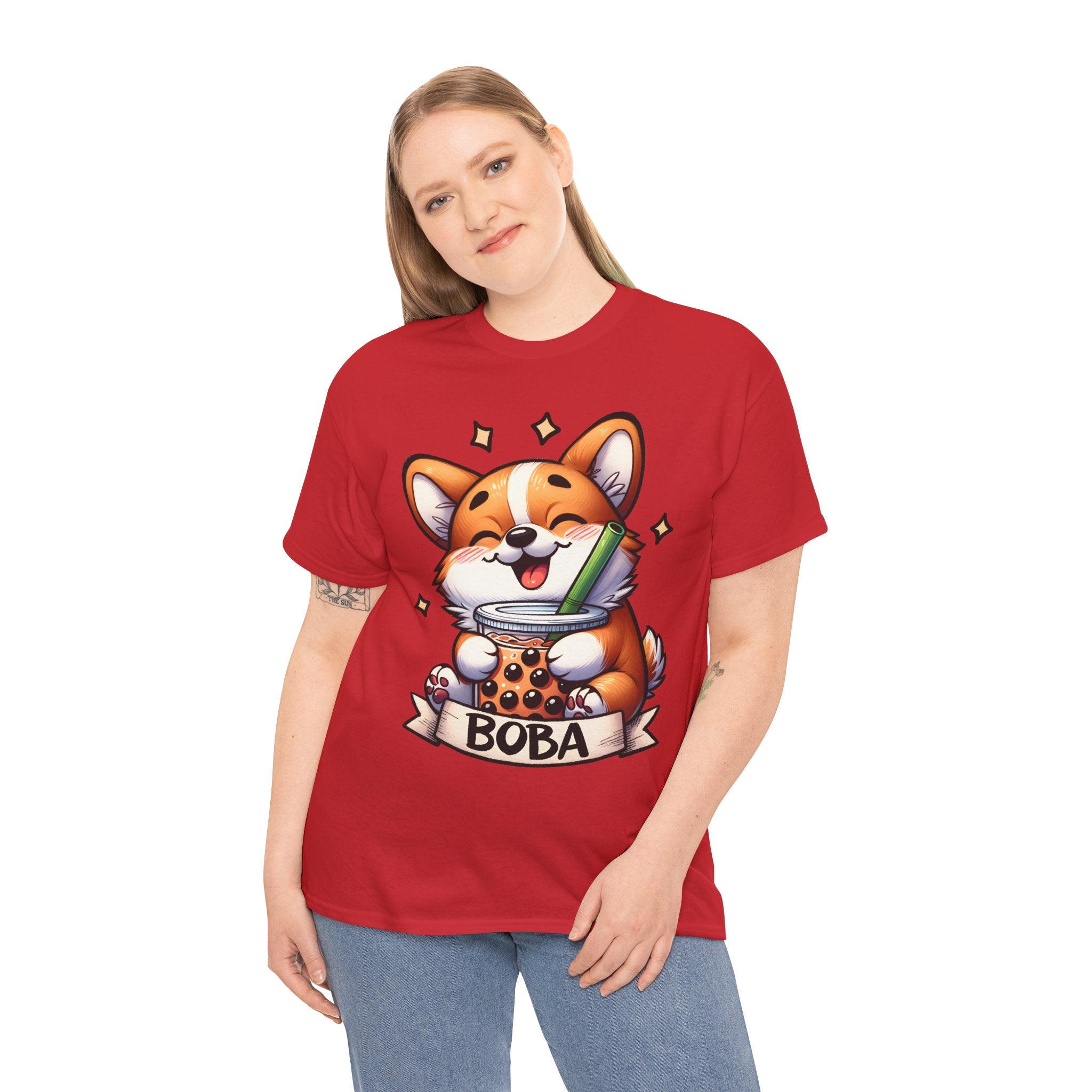 Corgi and it's Boba Tee