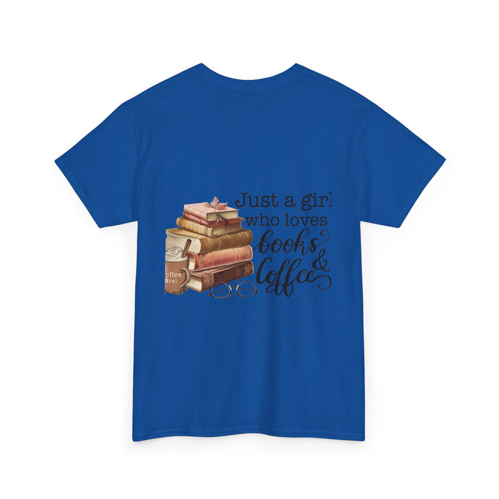 Book Lover's Tee: Just a Girl Who Loves Books & Coffee, Adult T-Shirt, Gift for Readers, Cozy Shirt for Bookworms, Literary Fashion, [...]