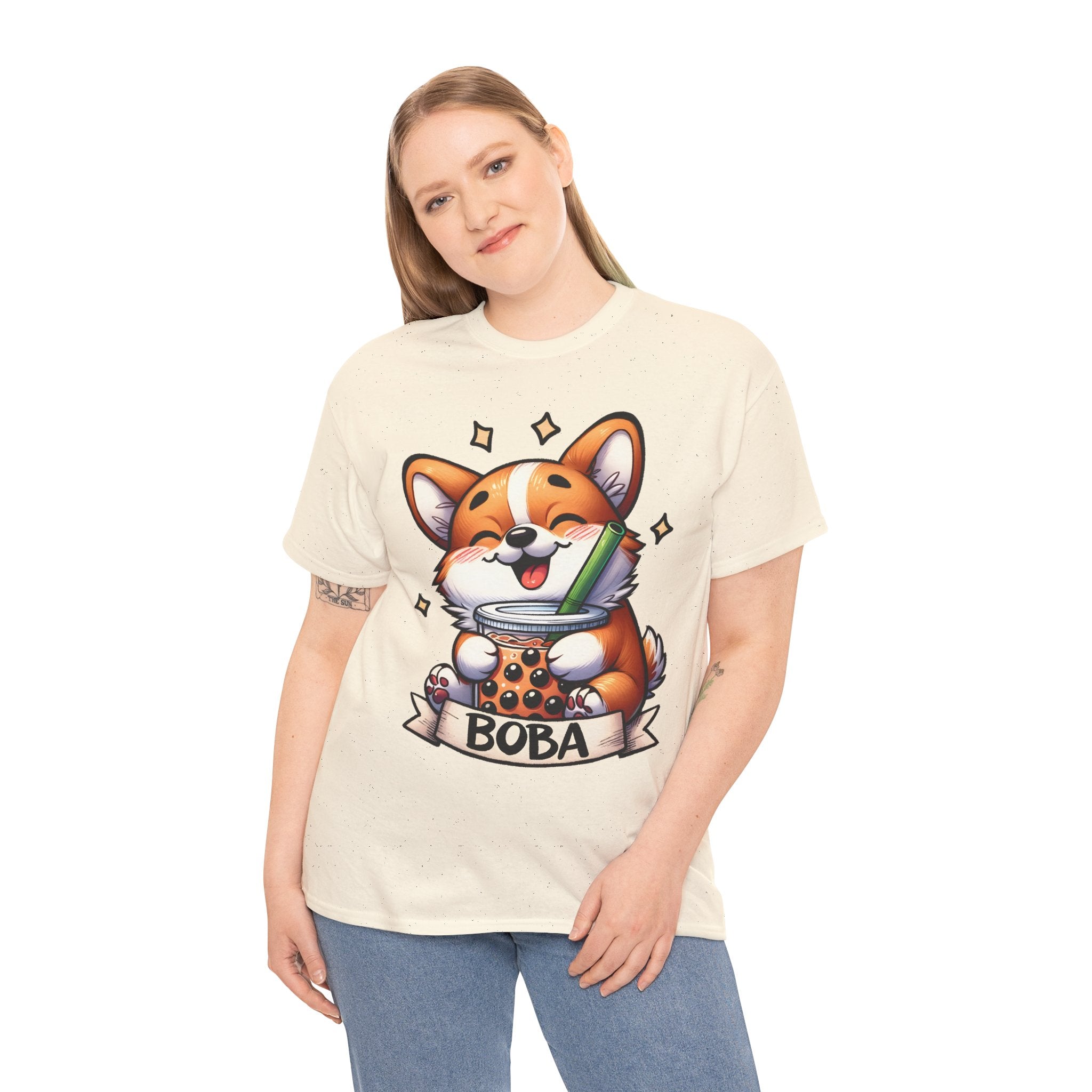Corgi and it's Boba Tee