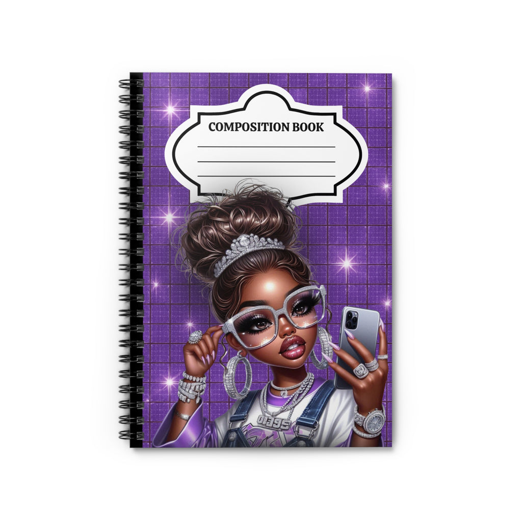 Purple Bun Glam Composition Notebook