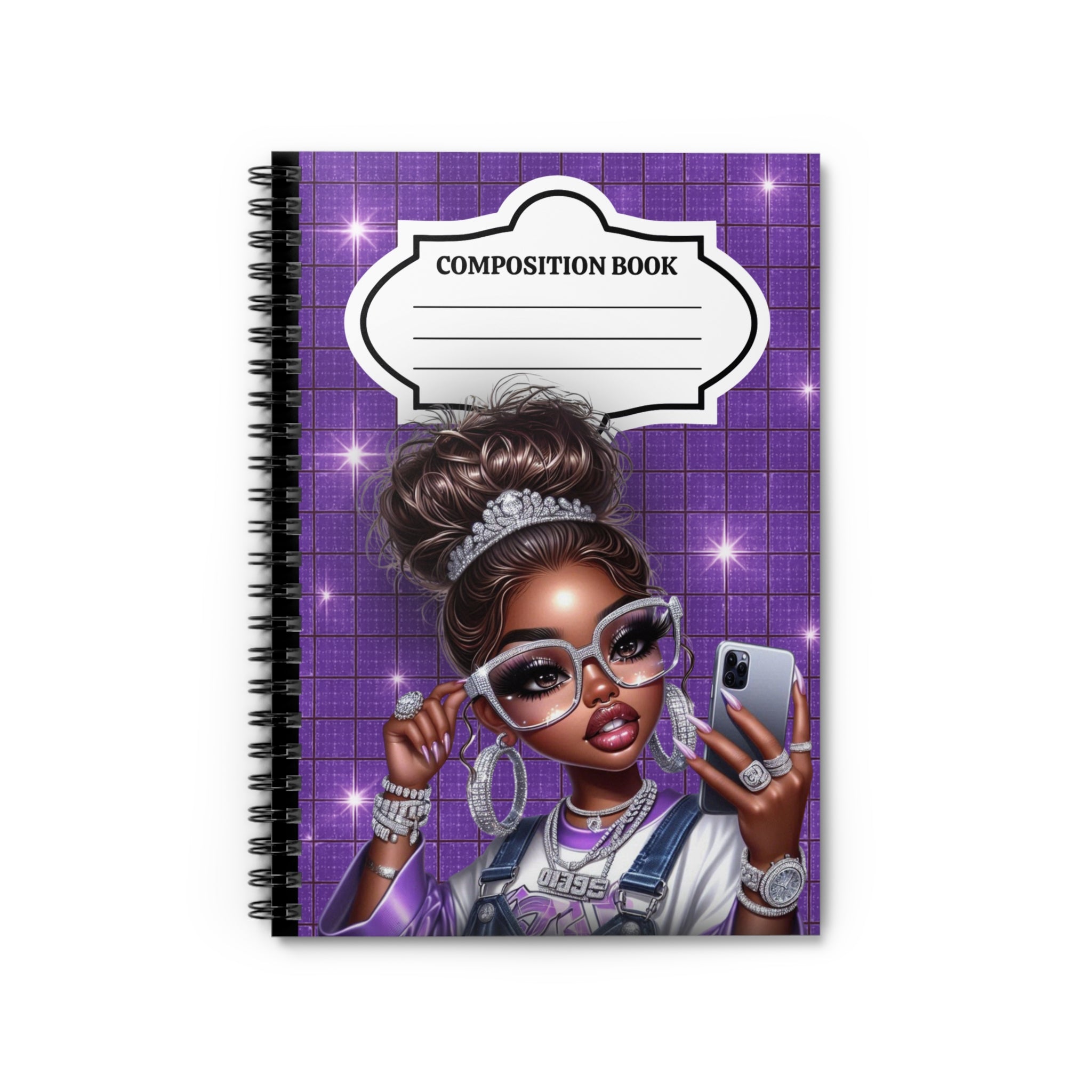 Purple Bun Glam Composition Notebook