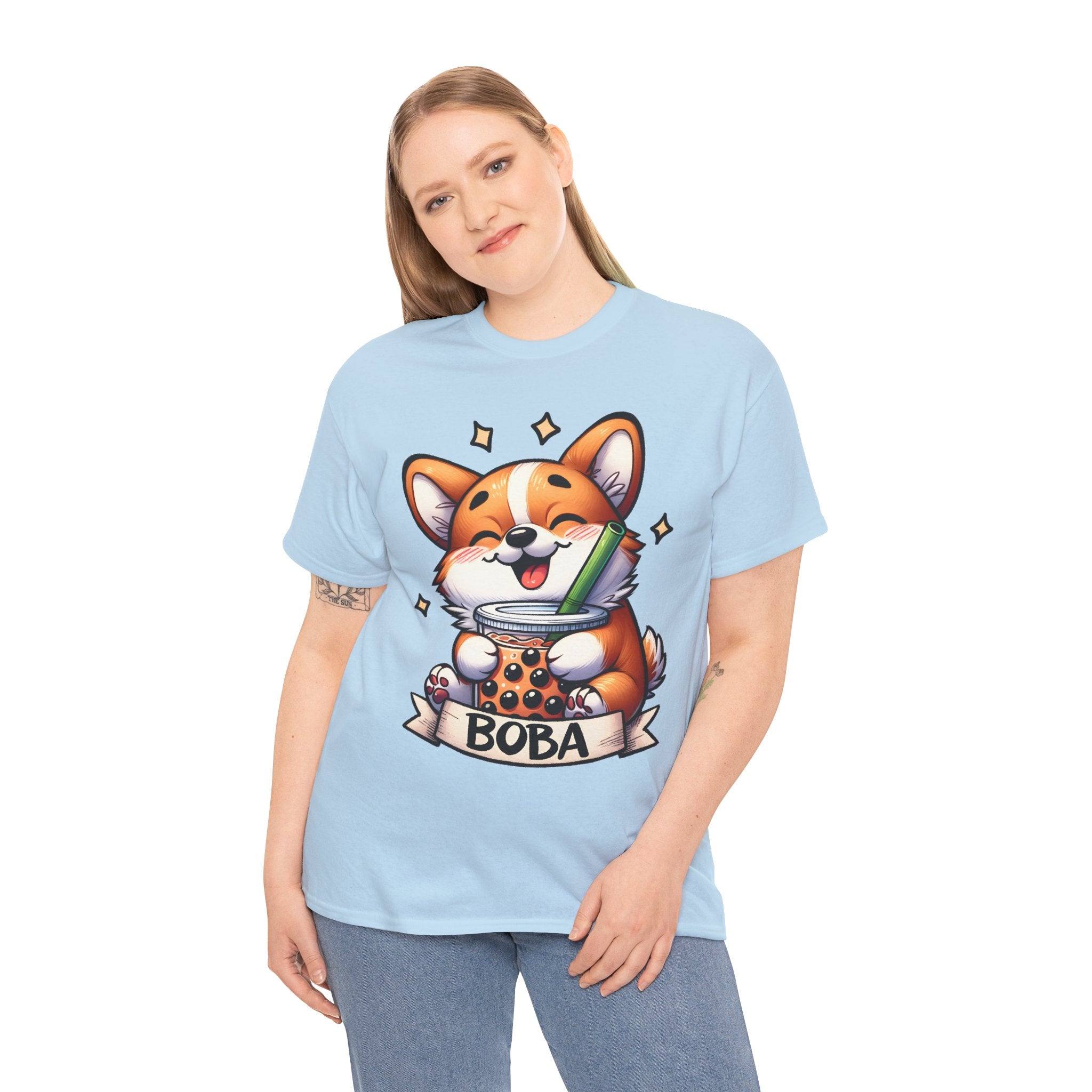 Corgi and it's Boba Tee