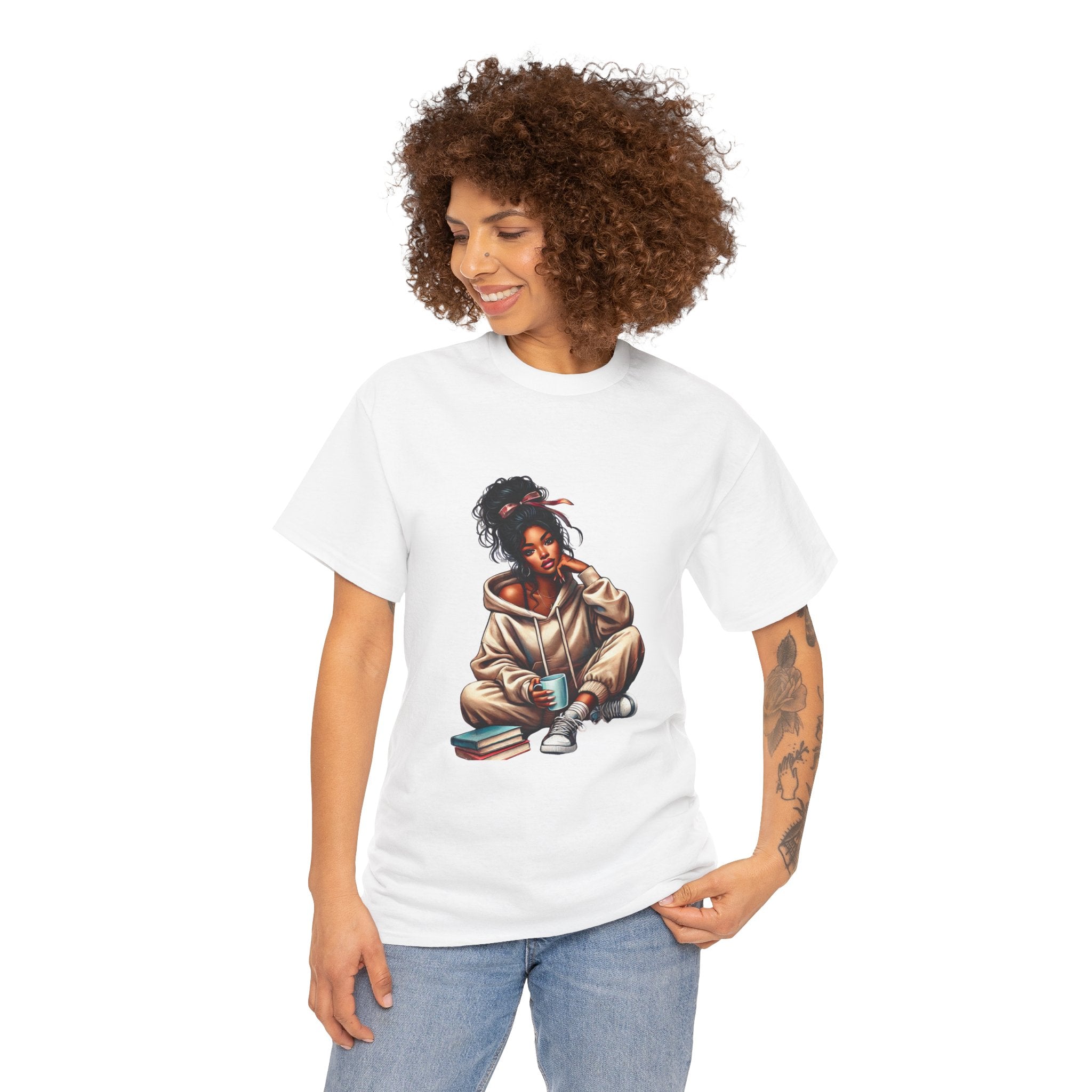 Book Lover's Tee: Just a Girl Who Loves Books & Coffee, Adult T-Shirt, Gift for Readers, Cozy Shirt for Bookworms, Literary Fashion, [...]