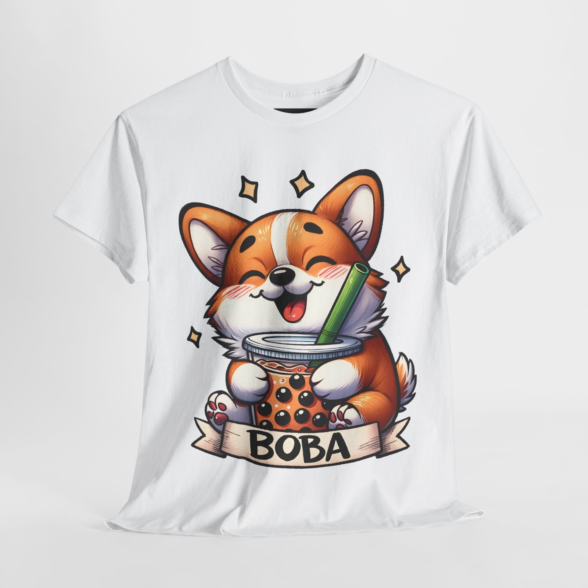Corgi and it's Boba Tee