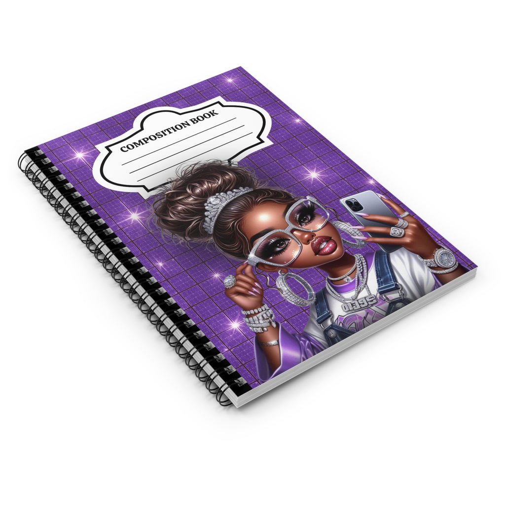 Purple Bun Glam Composition Notebook