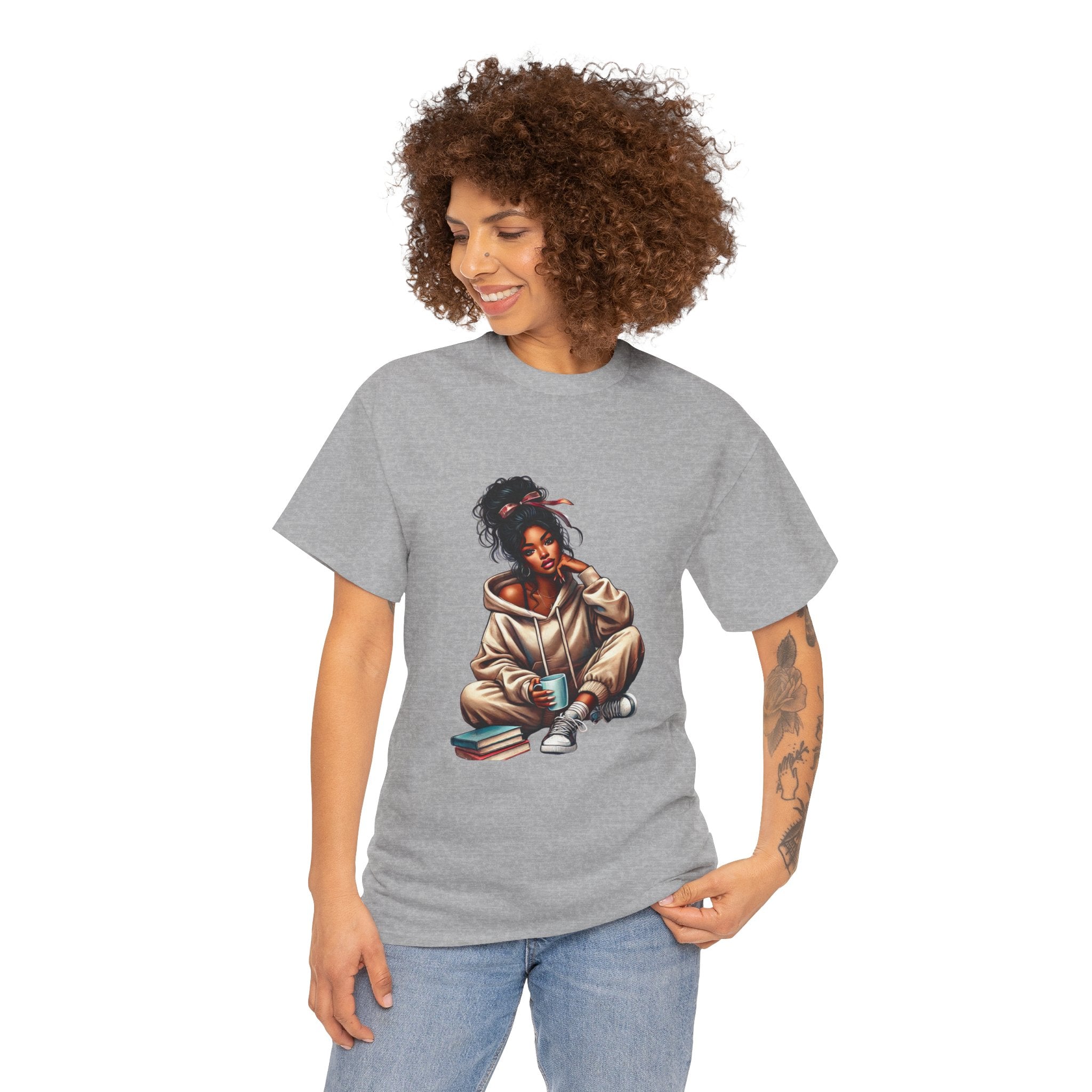 Book Lover's Tee: Just a Girl Who Loves Books & Coffee, Adult T-Shirt, Gift for Readers, Cozy Shirt for Bookworms, Literary Fashion, [...]