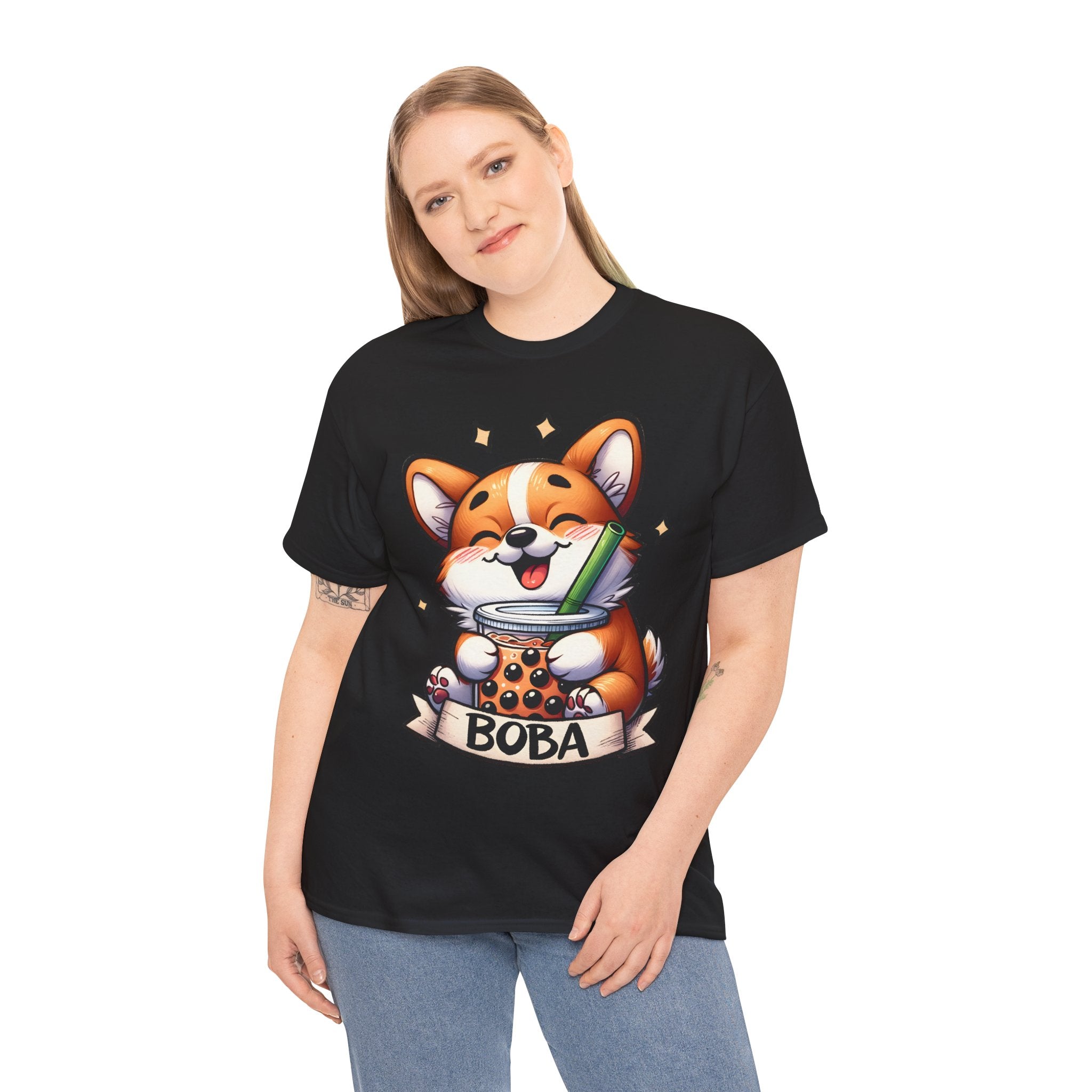 Corgi and it's Boba Tee