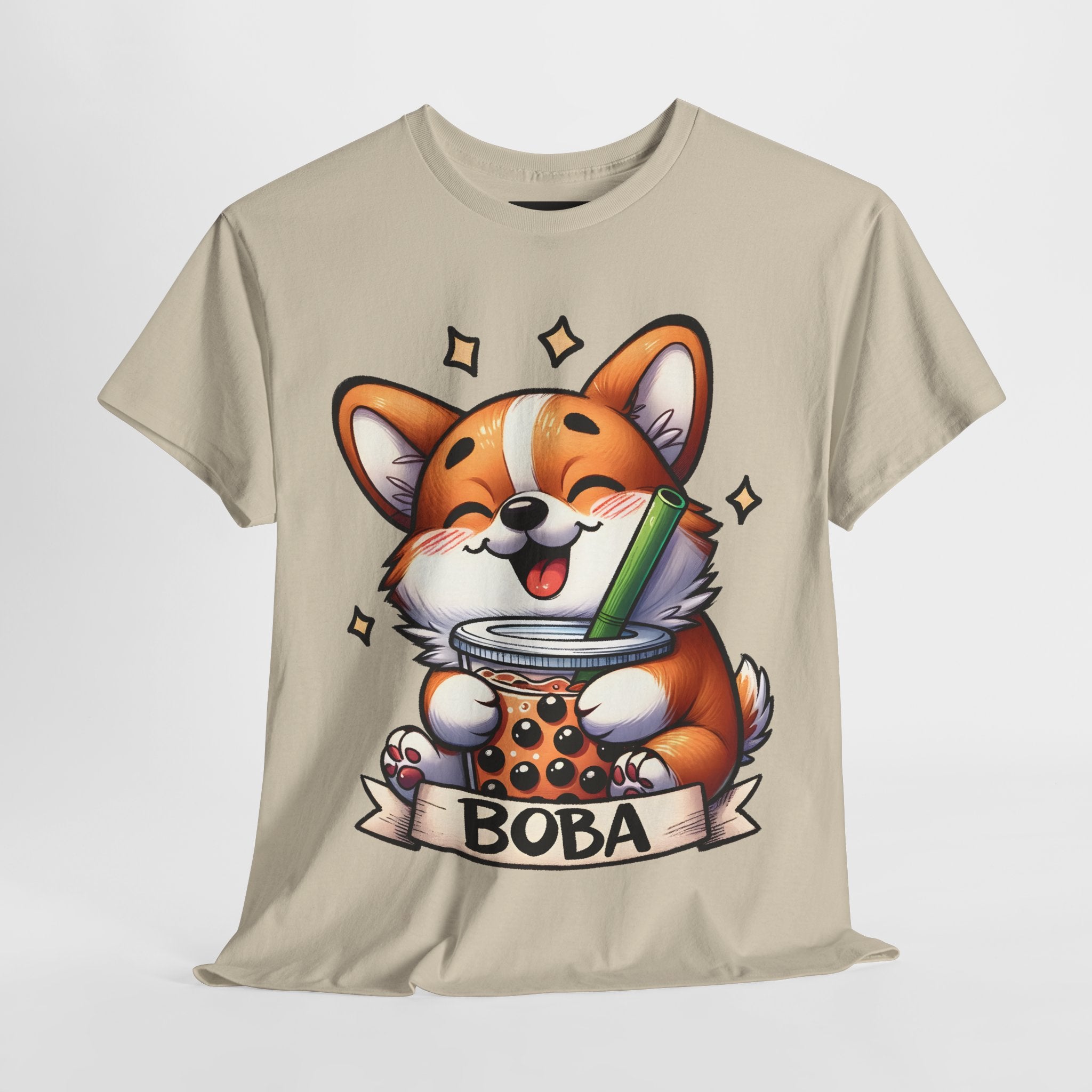 Corgi and it's Boba Tee