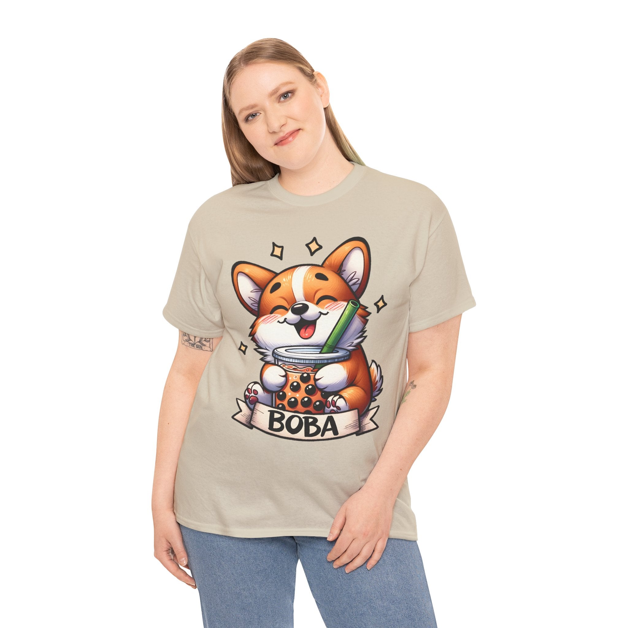 Corgi and it's Boba Tee